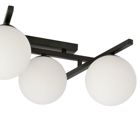 Plafoniera Moderna 4 Luci Smart In Acciaio Nero Bracci Regolabili E Vetro Opale
