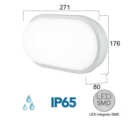 Plafoniera per esterno 20W a led 4000K bianca Shirley Round