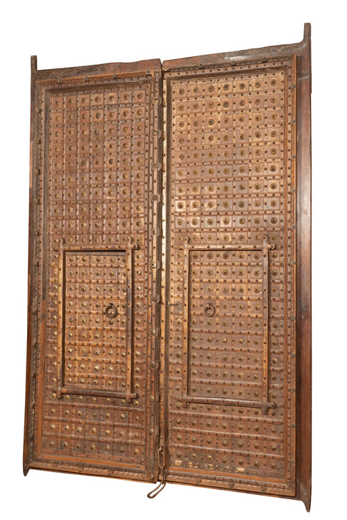 Biscottini Porta portone in legno massello e ferro da interno o da esterno vecchia e antica medievale scorrevole