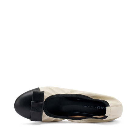 Frau ballerina in nappa nero cream con fiocco 70P3