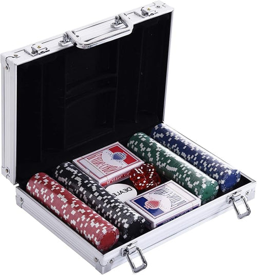 Set Valigetta Poker 200 Chip Fiches in Alluminio 2 Mazzi Texas Hold'em Blackjack