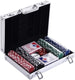 Set Valigetta Poker 200 Chip Fiches in Alluminio 2 Mazzi Texas Hold'em Blackjack