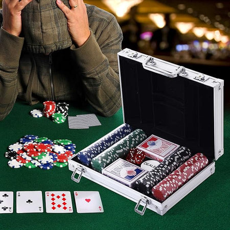 Set Valigetta Poker 200 Chip Fiches in Alluminio 2 Mazzi Texas Hold'em Blackjack