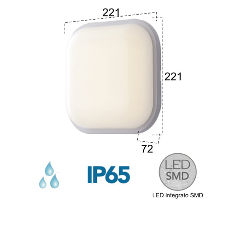 Plafoniera per esterno 30W a led 3000K bianca Meg
