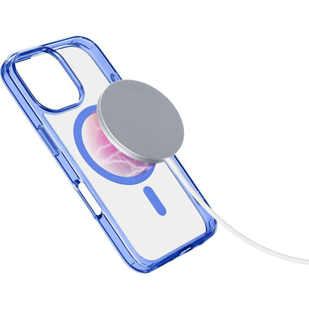 cover iphone 16 pro max blu - trasparente magsafe