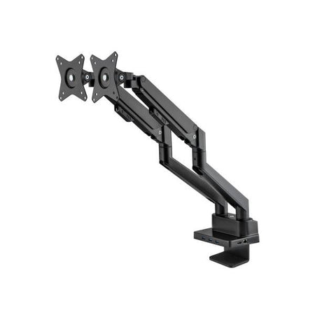 Supporto da Scrivania Doppio Monitor 17-32'' con Molla a Gas e Docking Station 8-in-1