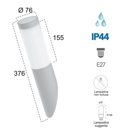Applique da parete per esterno 40W E27 bianca Onsen