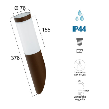 Applique da parete per esterno 40W E27 bronzo Onsen