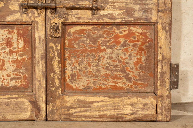 Biscottini Porta portone in legno massello e ferro da interno o da esterno vecchia e antica medievale scorrevole