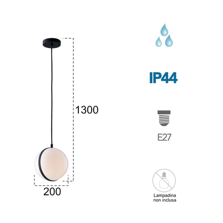 Lampadario a sospensione 60W E27 nero Orb