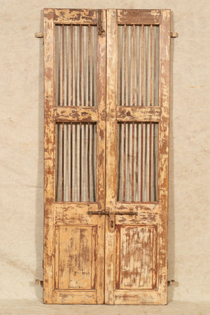 Biscottini Porta portone in legno massello e ferro da interno o da esterno vecchia e antica medievale scorrevole