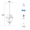 Lampadario a sospensione 60W E27 bianco Paris