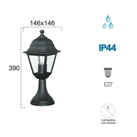 Lanterna da terra per esterno 60W E27 nera Paris
