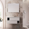 Mobile bagno sospeso 90cm Larice bianco, lavabo ceramico MOOD-755