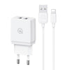 caricabatterie 10,5w doppia usb +  cavo lighting bianco