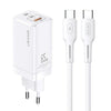 caricabatterie 65w 2 usb-c + cavo usb-c Fast Charg bianco