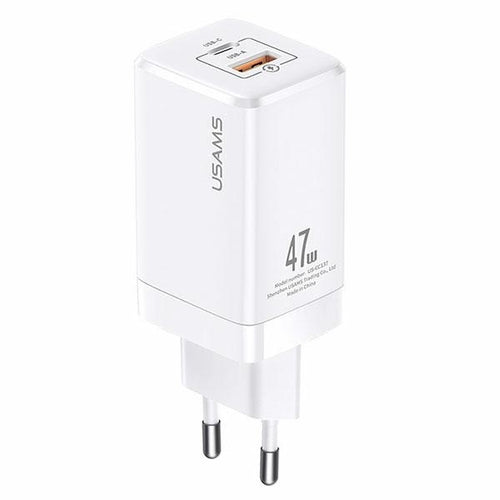 caricabatterie 47w usb + usb-c gan bianco