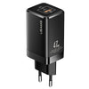 caricabatterie 47w usb + usb-c gan nero