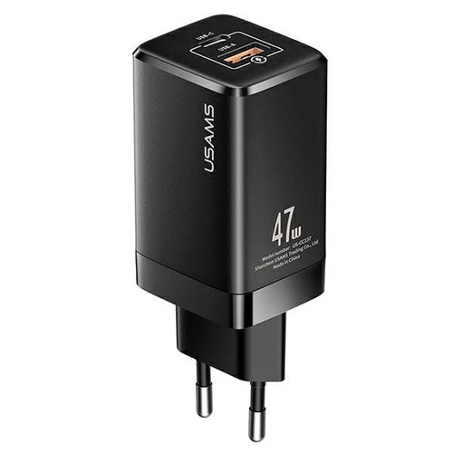 caricabatterie 47w usb + usb-c gan nero