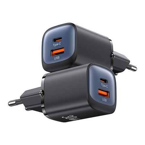 caricabatterie 30w usb + usbc gan nero-blu