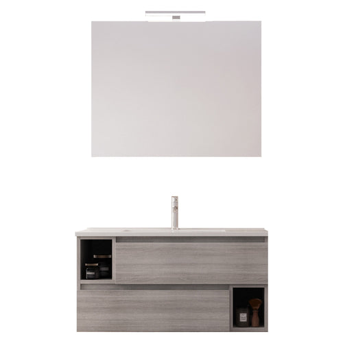 Mobile bagno sospeso 90cm Grigio Eucalipto, lavabo ceramico MOOD-755