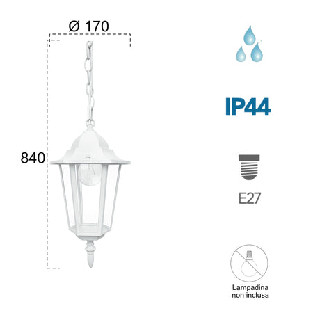 Lampadario a sospensione 60W E27 bianco London