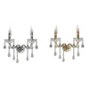 Applique Candelabro Gocce Pendenti Cristallo Acrilico 2 Bracci Attacco E14 E35