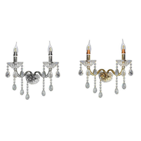 Applique Candelabro Gocce Pendenti Cristallo Acrilico 2 Bracci Attacco E14 E35