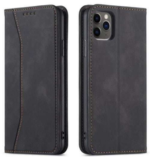 custodia a libro iphone 16 pro con porta carte di credito chiusura magnetica nera