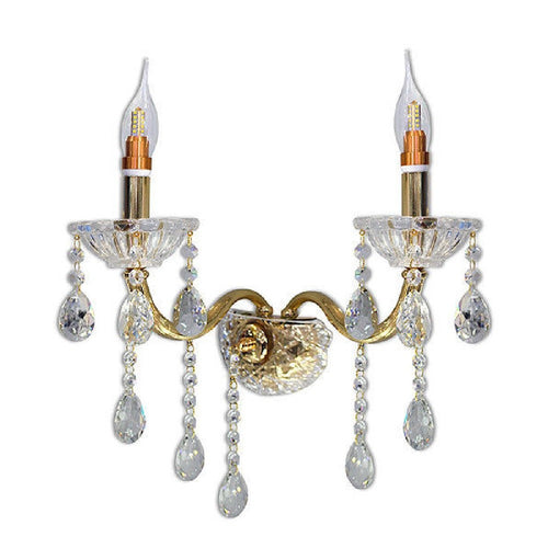 Applique Candelabro Gocce Pendenti Cristallo Acrilico 2 Bracci Attacco E14 E35