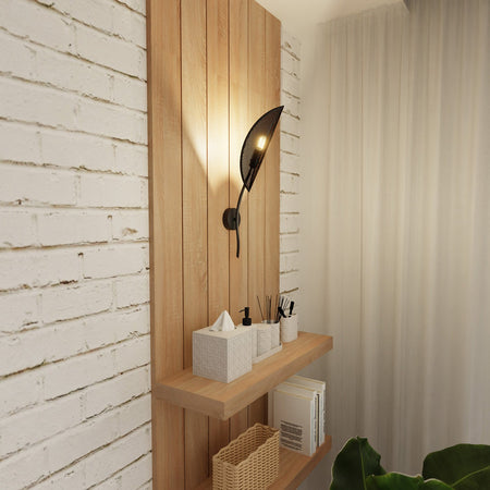 Applique Nordica 1 Luce Lotus In Acciaio Nero Oro