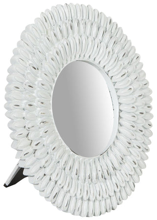 Biscottini Specchiera da appoggio diam.L21xPR3 cm finitura bianco anticato. Realizzata