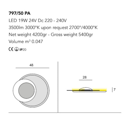 Plafoniera classica Cattaneo illuminazione CLEO 797 50PA LED metallo lampada soffitto