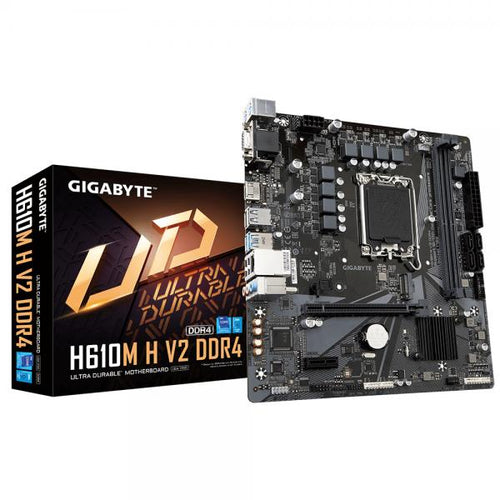 GIGABYTE H610M H V2 DDR4 Scheda madre - Supporta processori Intel Core 14th CPUs, 6+1+1 Hybrid Digital VRM, up to 3200MHz DDR4 [OC], 1xPCIe 3.0 M.2, GbE LAN, USB 3.2 Gen 1 (Gigabyte H610M H V2 DDR4 -