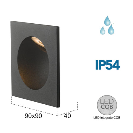 Segnapassi da incasso 2W a led nero Guess Square