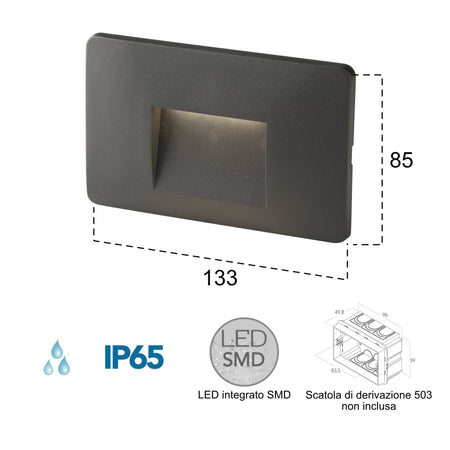 Segnapassi da incasso 3W a led antracite Blink