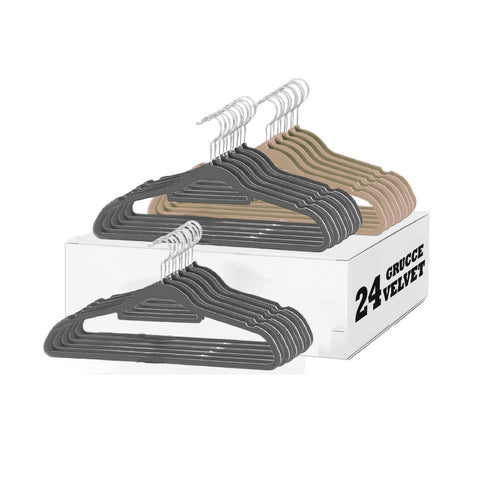 Grucce Vellutate 24pz Antiscivolo Salvaspazio, Gancio Girevole a 360° 42 cm