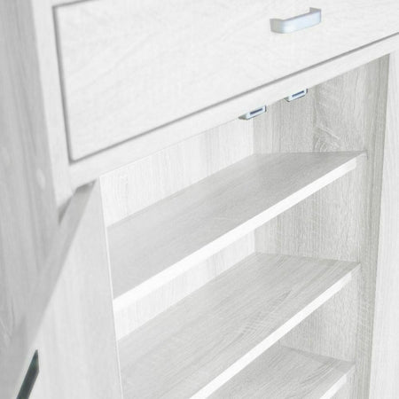 Mobile Multiuso in Legno 2 Ante 1 Cassetto 4 Ripiani Porta Scarpe 63x33H95cm Bianco