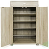 Mobile Multiuso in Legno 2 Ante 1 Cassetto 4 Ripiani Porta Scarpe 63x33H95cm Quercia