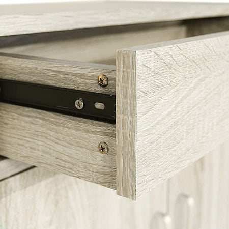 Mobile Multiuso in Legno 2 Ante 1 Cassetto 4 Ripiani Porta Scarpe 63x33H95cm Quercia