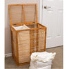 Cesto Porta Biancheria in Legno Bambù Doppio 2 Scomparti 50x35 H60 cm
