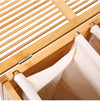 Cesto Porta Biancheria in Legno Bambù Doppio 2 Scomparti 50x35 H60 cm