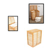 Cesto Porta Biancheria in Legno Bambù Doppio 2 Scomparti 50x35 H60 cm