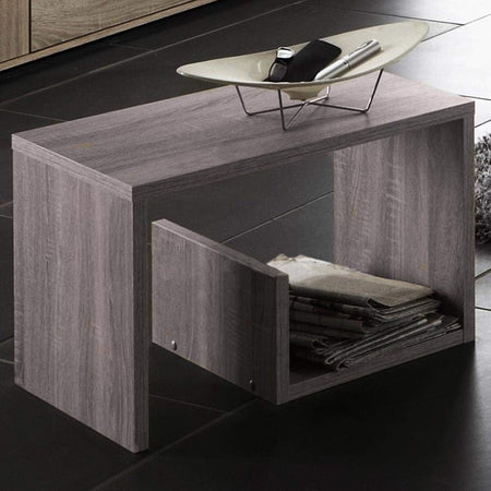 Tavolino da Salotto 2 Ripiani Legno Portariviste Design Moderno 59x36 H38cm Grigio