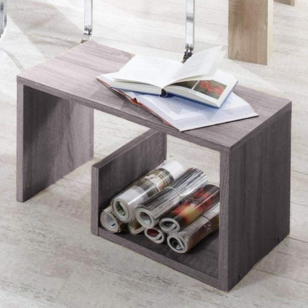 Tavolino da Salotto 2 Ripiani Legno Portariviste Design Moderno 59x36 H38cm Grigio
