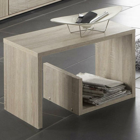 Tavolino da Salotto 2 Ripiani Legno Portariviste Design Moderno 59x36 H38cm Quercia