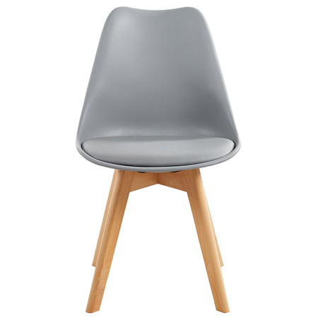 Kit 4 Sedie da Pranzo Poltrona in Pelle Ecologica e Legno Casa Ufficio Bar Grigio