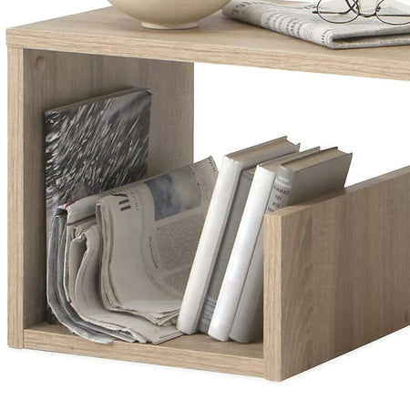 Tavolino da Salotto 2 Ripiani Legno Portariviste Design Moderno 59x36 H38cm Quercia