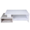 Tavolino da Salotto Rettangolare in Legno Design Moderno 106x60H35 cm Bianco Grigio