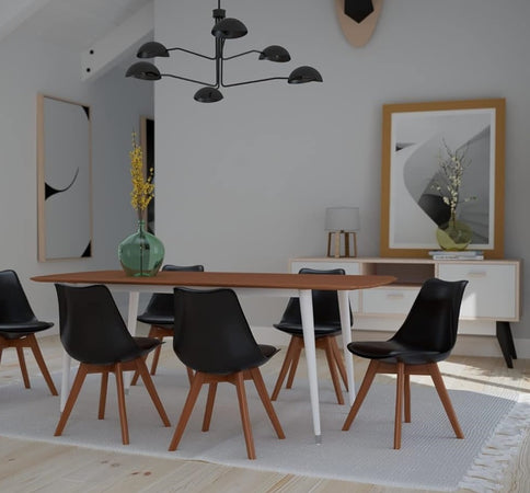 Kit 4 Sedie da Pranzo Poltrona in Pelle Ecologica e Legno Casa Ufficio Bar Nero